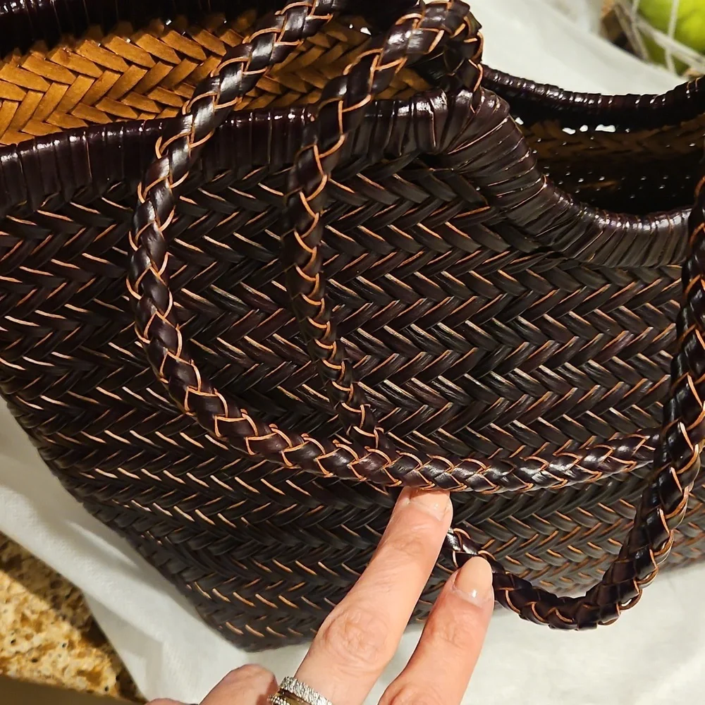 Nwt Split Leather Woven Bag - Picture 5 of 9